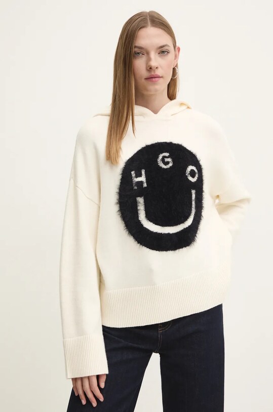 Sveter Hugo Blue V výstrih béžová 50522510