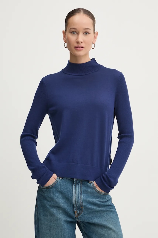 HUGO pulover de lana subtiri bleumarin 50500811