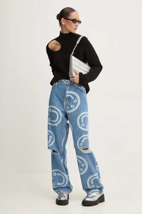 Пуловер с вълна HUGO 50522546 черен AW24