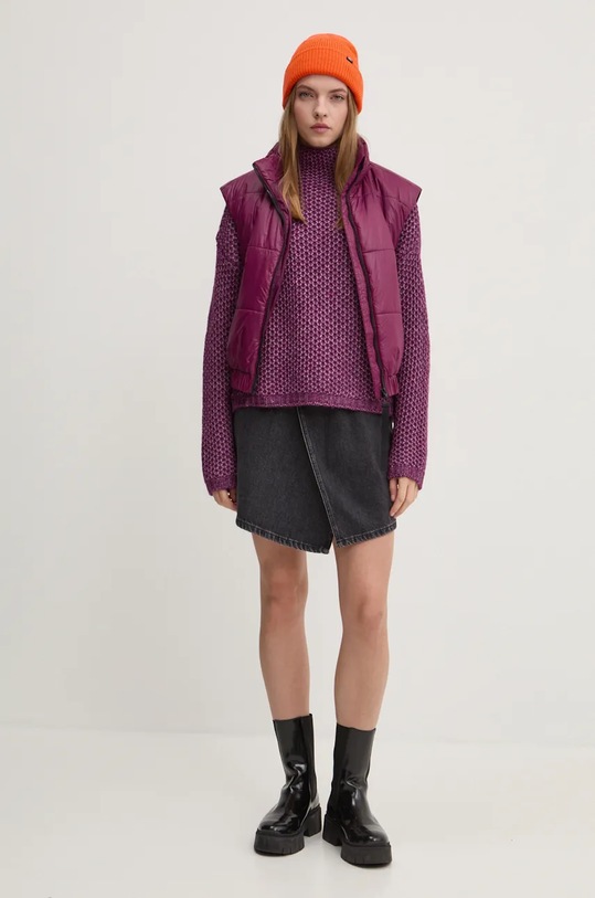 HUGO sweter z domieszką wełny 50522552 fioletowy AW24