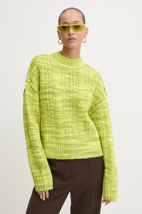 Pulover s dodatkom vune HUGO 50523160 zelena AW24