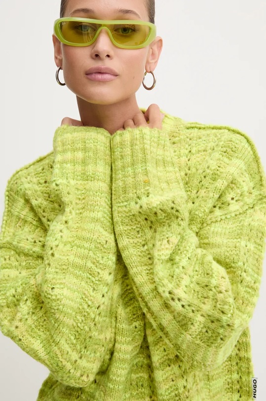 Pulover s dodatkom vune HUGO zelena 50523160