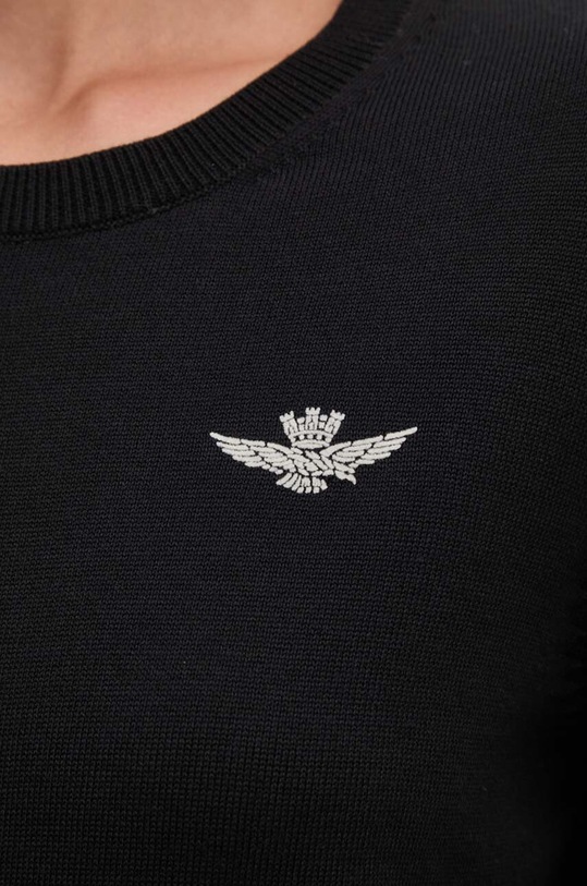Aeronautica Militare pulover de bumbac MA1532DL237 negru