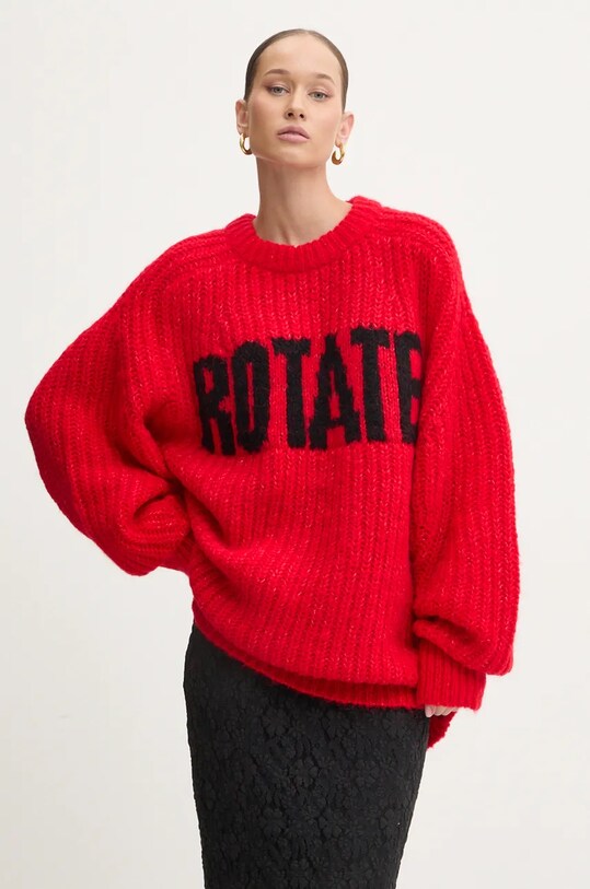 Rotate sweter wełniany okrągły czerwony 1137491292