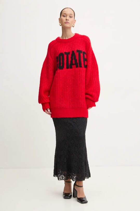 Rotate sweter wełniany 1137491292 czerwony AW24