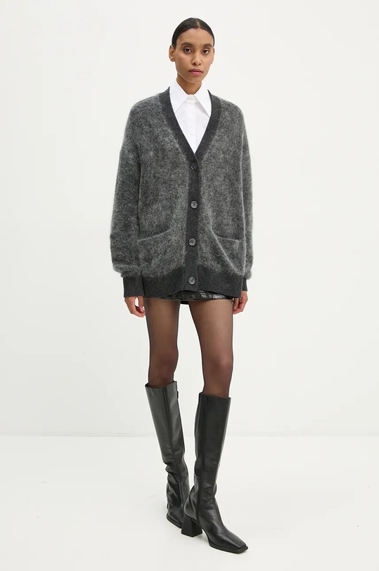 Вовняний кардиган Gestuz 10909426 сірий AW24