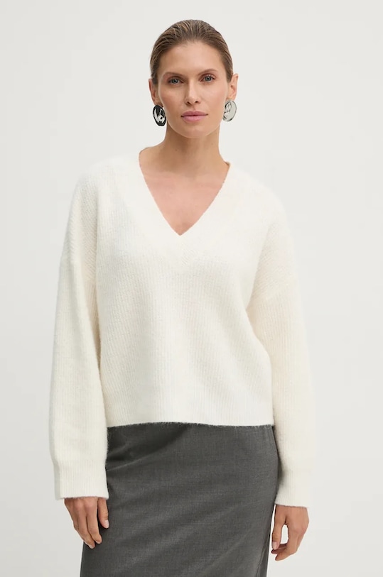 Gestuz sweter wełniany szpic beżowy 10909445