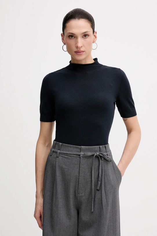 Sisley pulover din amestec de lână bleumarin 11BAM105P