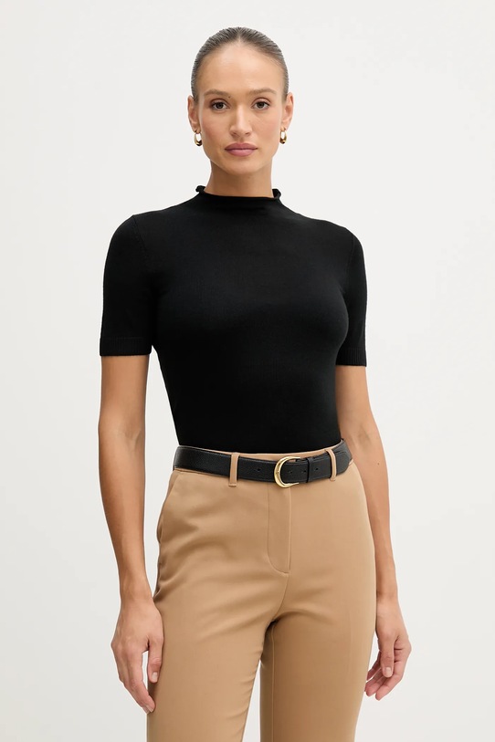 Sisley sweter z dodatkiem wełny czarny 11BAM105P