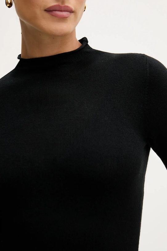 Sisley sweter z dodatkiem wełny 11BAM105P czarny