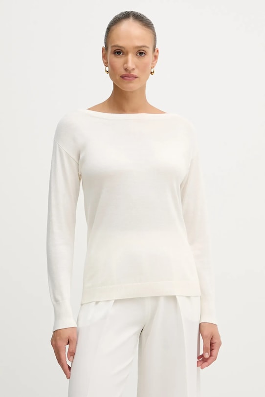 Sisley sweter wełniany wełna beżowy 11BAM1A48