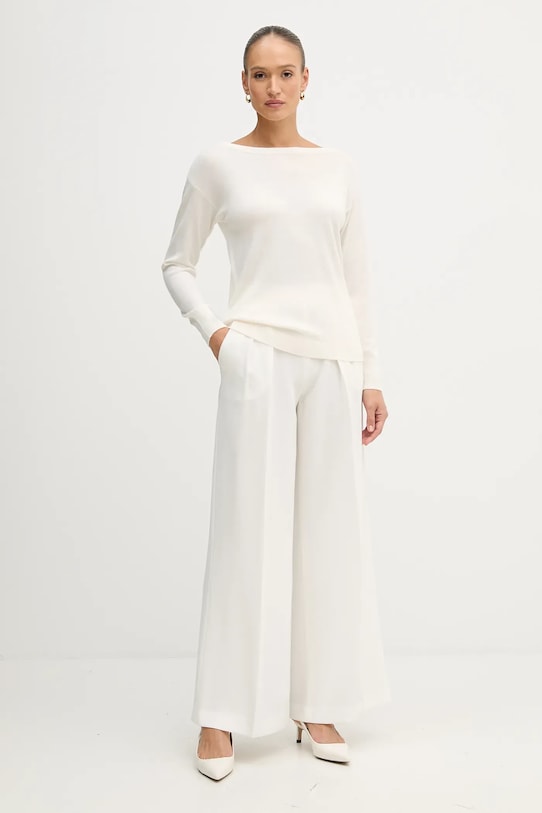 Sisley sweter wełniany 11BAM1A48 beżowy AW25