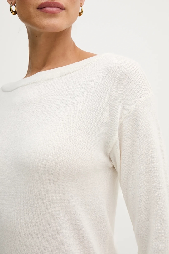 Sisley sweter wełniany 11BAM1A48 beżowy