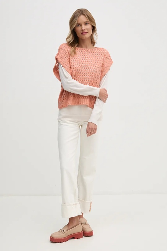 Шерстяной свитер Sisley 11BAM1A48 бежевый AW24