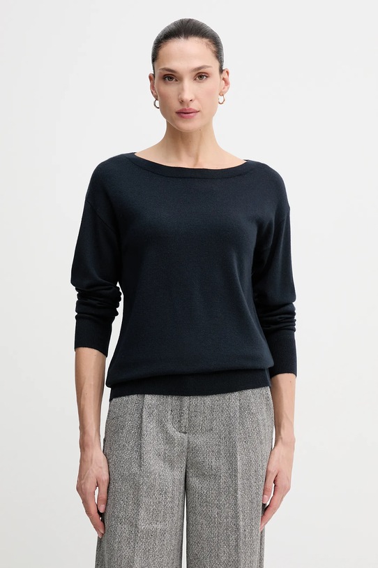 Sisley sweter wełniany granatowy 11BAM1A48