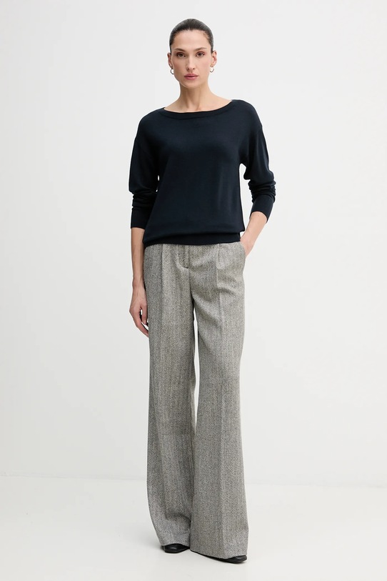 Sisley sweter wełniany 11BAM1A48 granatowy AW25