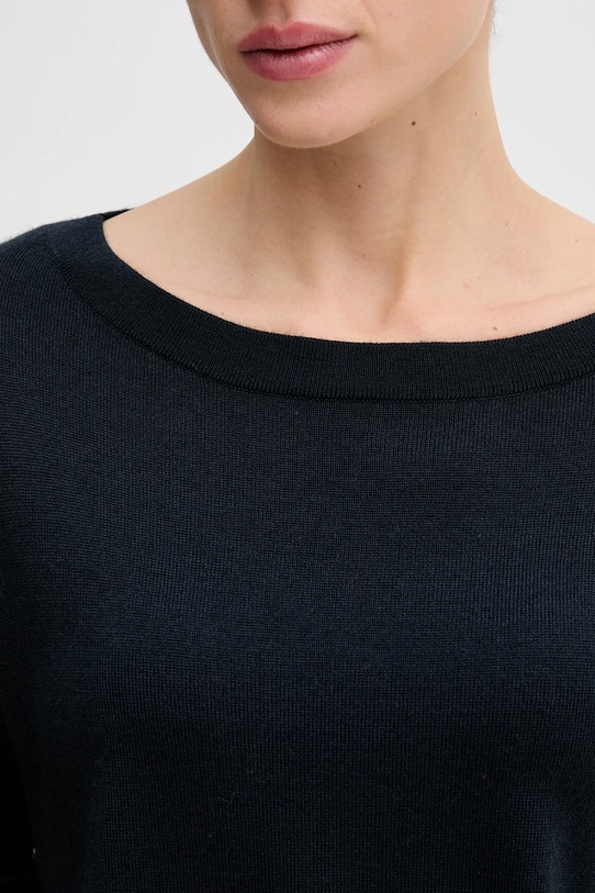 Sisley sweter wełniany 11BAM1A48 granatowy