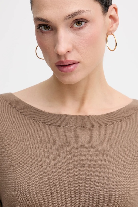 Sisley sweter wełniany brązowy 11BAM1A48