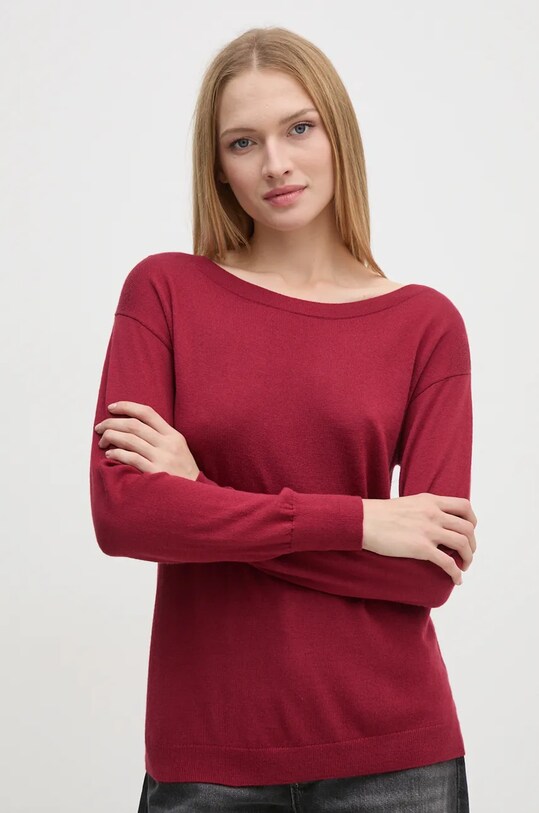 Sisley sweter wełniany wełna czerwony 11BAM1A48