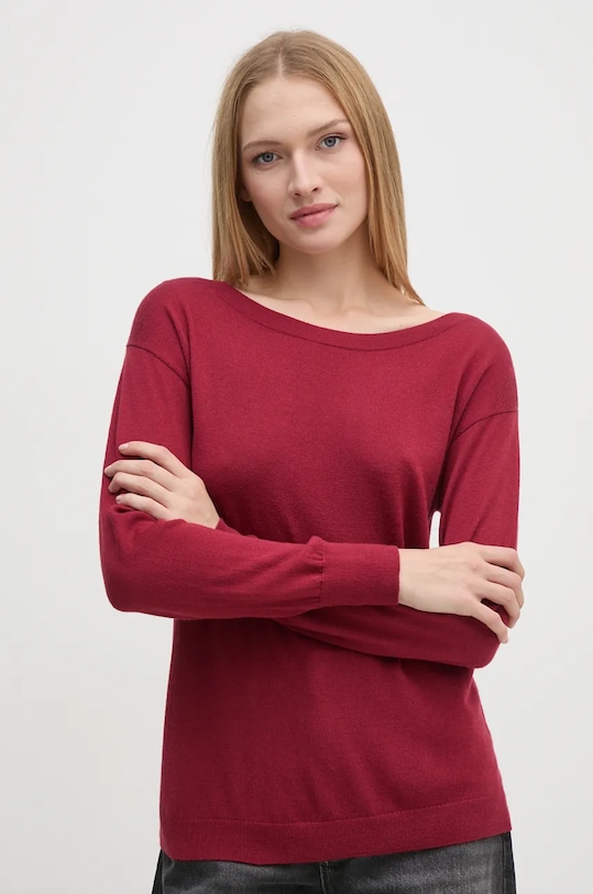 Шерстяной свитер Sisley тонкий красный 11BAM1A48