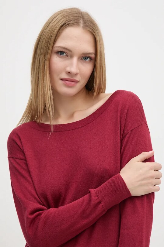 Sisley sweter wełniany czerwony 11BAM1A48