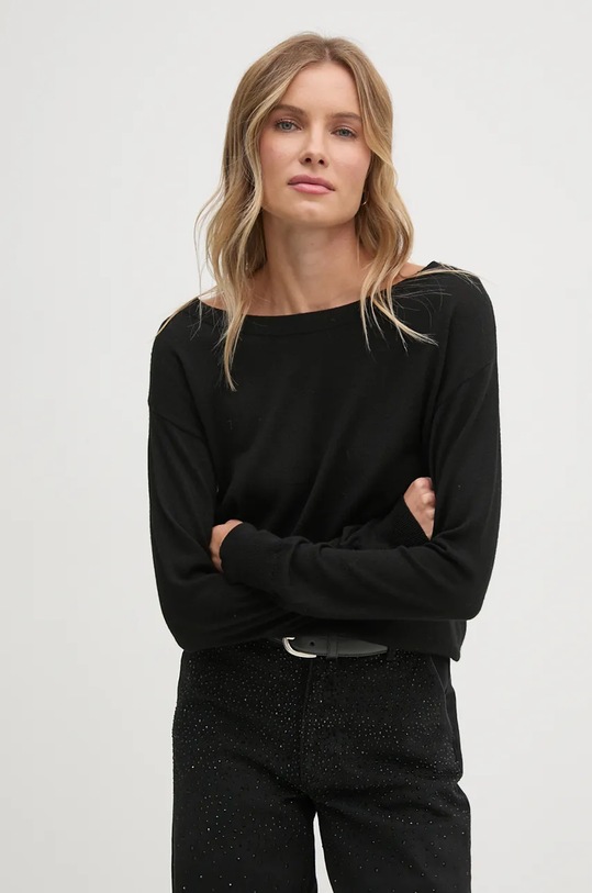 Sisley pulover de lana subtiri negru 11BAM1A48