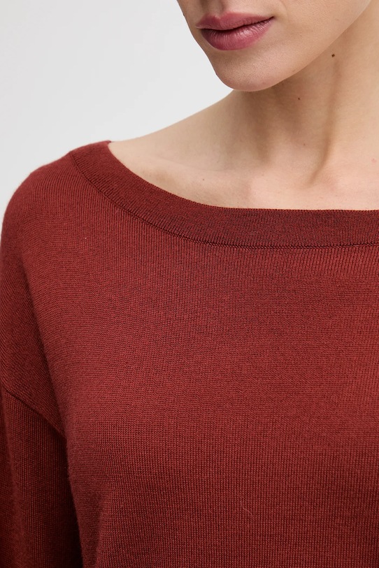 Sisley sweter wełniany 11BAM1A48 pomarańczowy