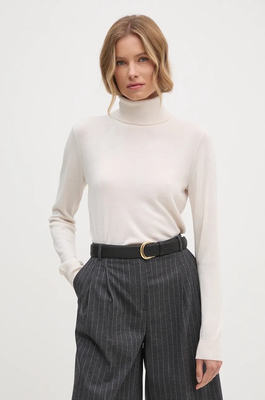 Sisley pulover de lână subtiri bej 11BAM201C