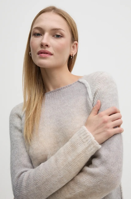 Sisley sweter z domieszką wełny z domieszką wełny szary 115AL4014