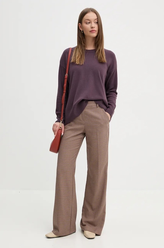 Sisley sweter wełniany 1044M103K fioletowy AW24