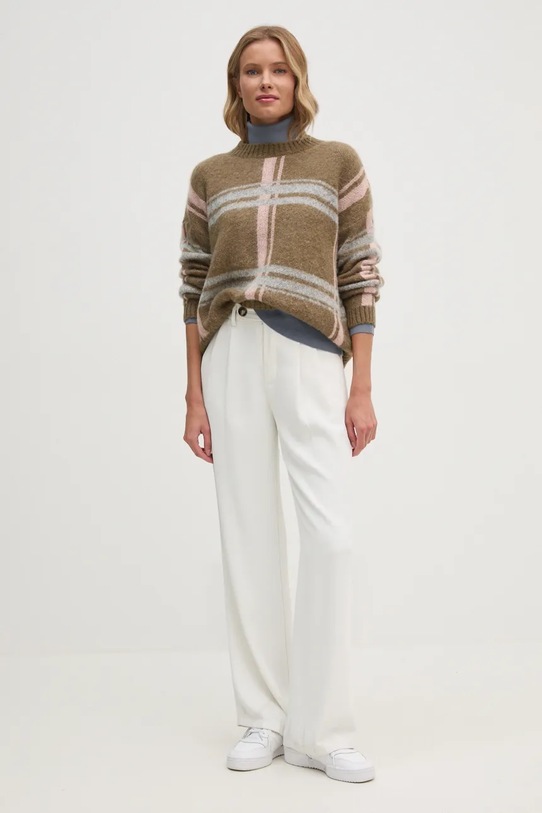 Sisley sweter z domieszką moheru 1042L101Y zielony AW24