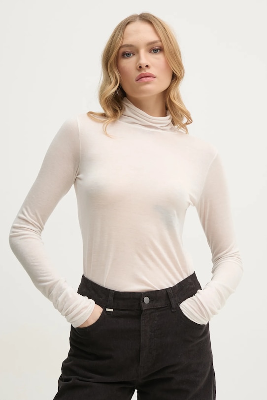 Лонгслів з домішкою вовни Sisley бежевий 3N1WL2100