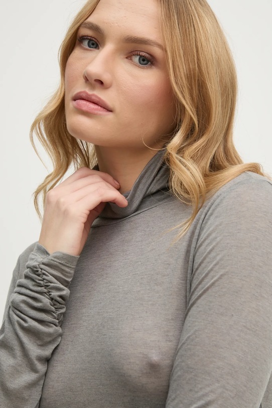 Sisley longsleeve z domieszką wełny szary 3N1WL2100