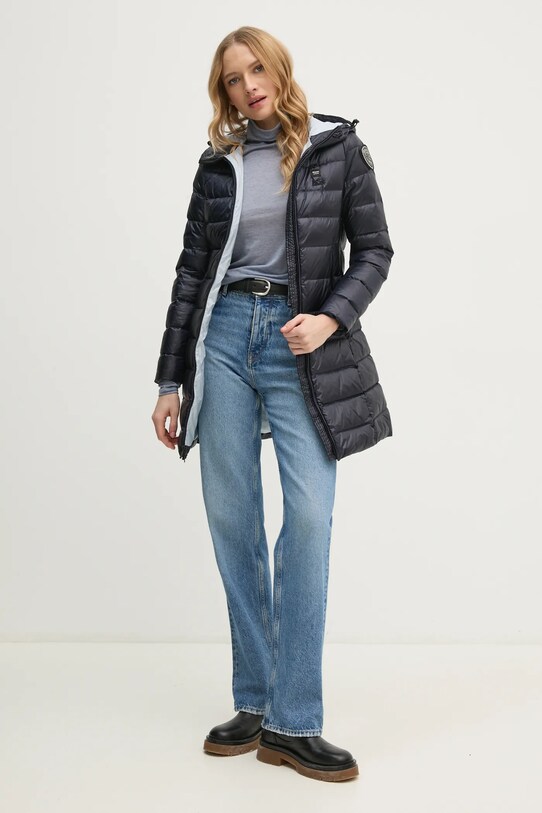 Sisley longsleeve z domieszką wełny 3N1WL2100 niebieski AW24