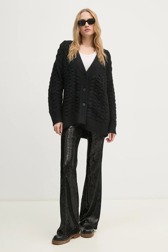 Кардиган з домішкою вовни Sisley 145YM6027 чорний AW24