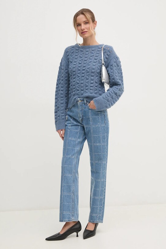 Sisley sweter 145YM105A niebieski AW24