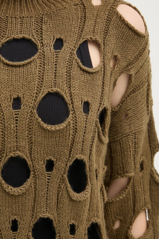 Svetr z vlněné směsi Sisley 15ZTM105G zelená