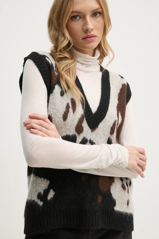 Sisley vesta din amestec de lana gri 106QL4015