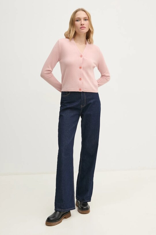 Вовняний кардиган Sisley 1044M602A рожевий AW24