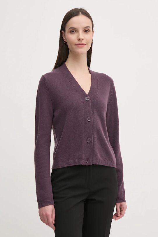 Vlněný svetr Sisley vlna fialová 1044M602A