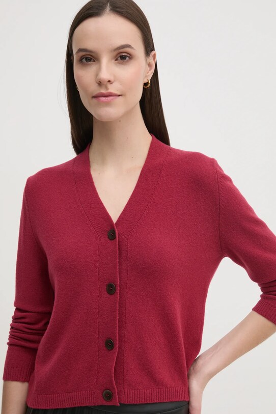 Sisley gyapjú kardigán burgundia 1044M602A