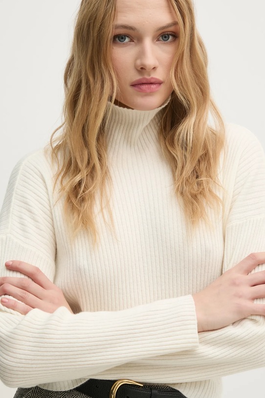 Svetr z vlněné směsi Sisley béžová 106WM201U