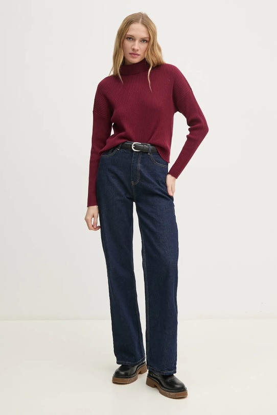 Пуловер с вълна Sisley 106WM201U бордо AW24