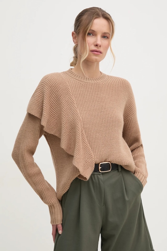 Svetr Sisley kulatý béžová 138YM105F