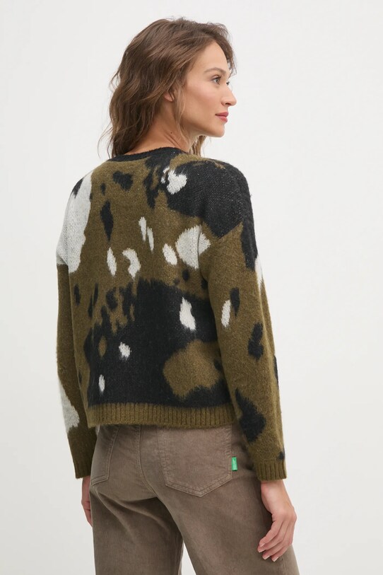 Одежда Свитер с примесью шерсти Sisley 106QL105N зелёный