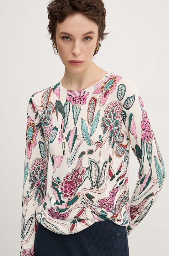 Desigual sweter z domieszką moheru MANCHESTER beżowy 24WWJF41