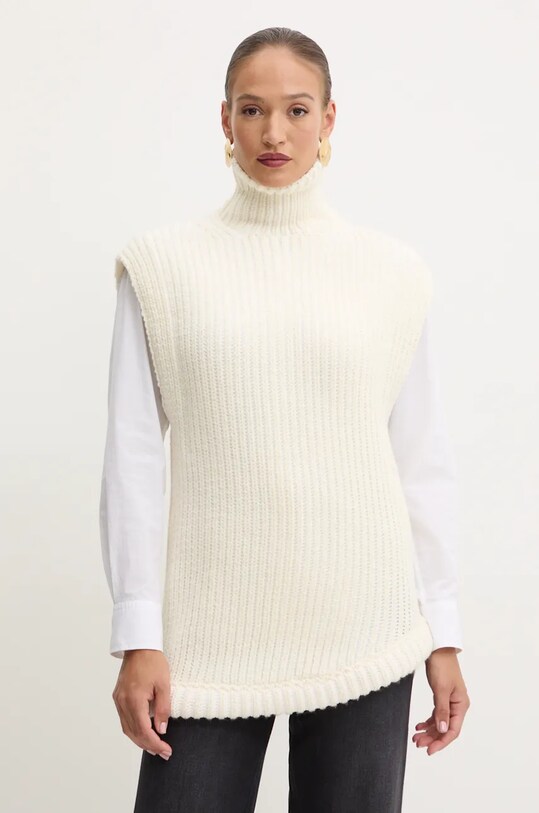 Жилетка с примесью шерсти Victoria Beckham с добавлением шерсти бежевый 1424KJU005805A