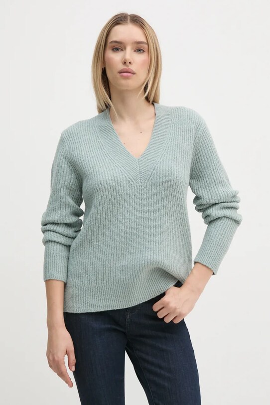 Calvin Klein sweter z domieszką wełny szpic turkusowy K20K207414