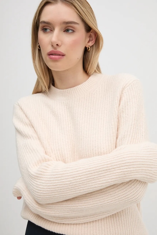 Calvin Klein sweter z domieszką wełny okrągły beżowy K20K207415