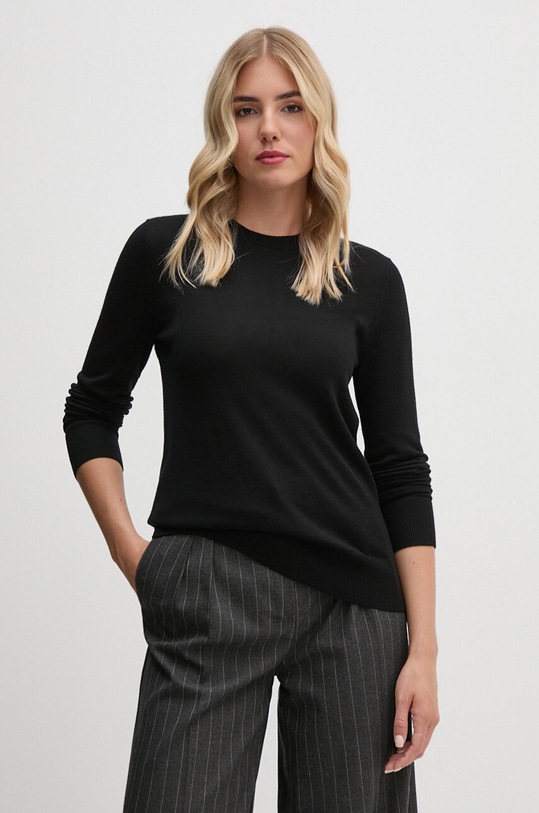 Vlněný svetr Calvin Klein kulatý černá K20K207452